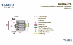 Tambu Durdanta Komfort 4 Personen Trekking Tunnelzelt Braun
