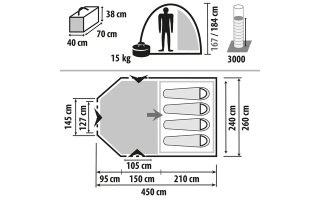 Berger Zelt Campo 4 Air Schwarze Schlafkabine 1 Berger Zelt Campo 4 Air Schwarze Schlafkabine